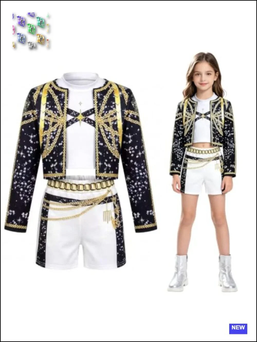 3 Piece Halloween Costume for Girls - Pop Idol Singer Cosplay Set, Includes